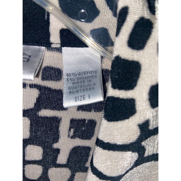 Chico's Travelers Dress Womens 1 Black Off White Button Up Short Sleeves Casual - Picture 9 of 13